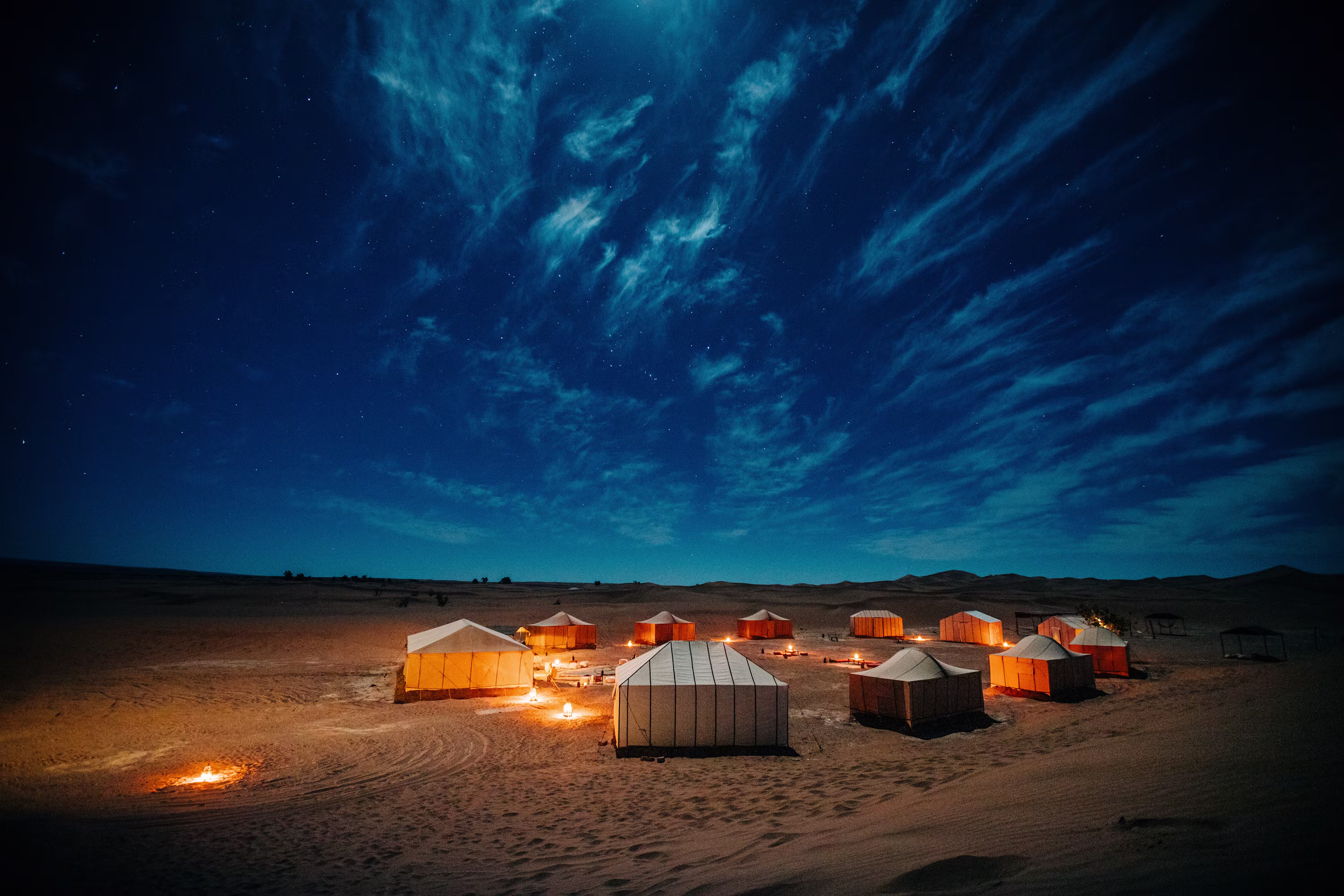 Desert camping night moon dunes