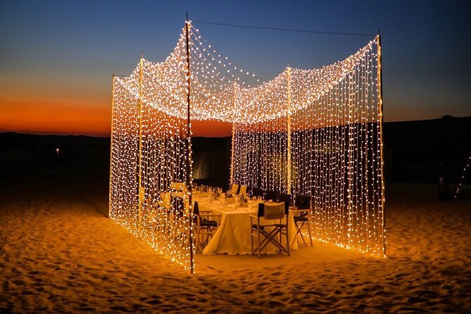 Private desert dinner sunset dunes